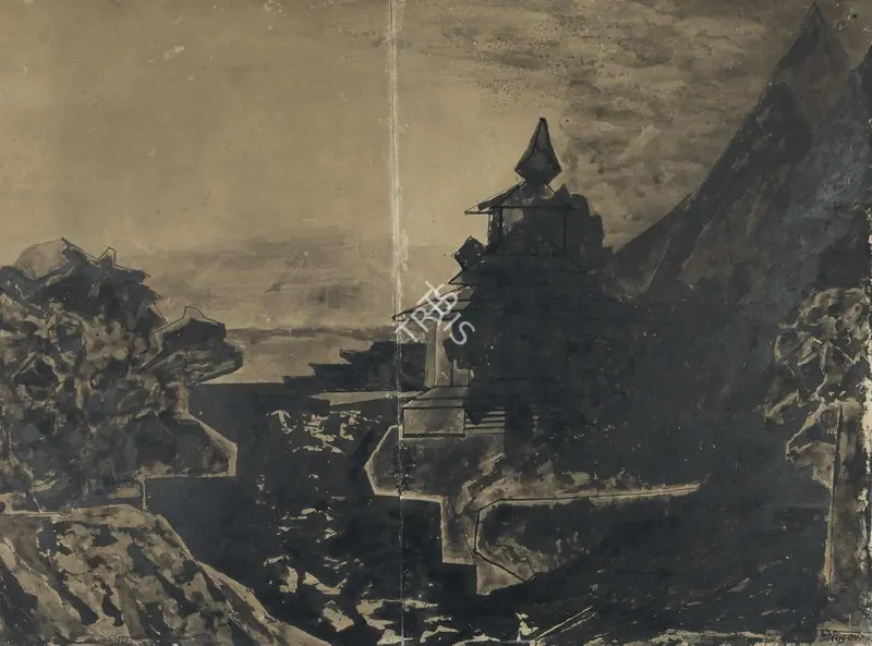 Tagore, Rabindranath (Artist). Bouddha-Bihar (Ruined Buddhist Monastery), c.1930s | Painting