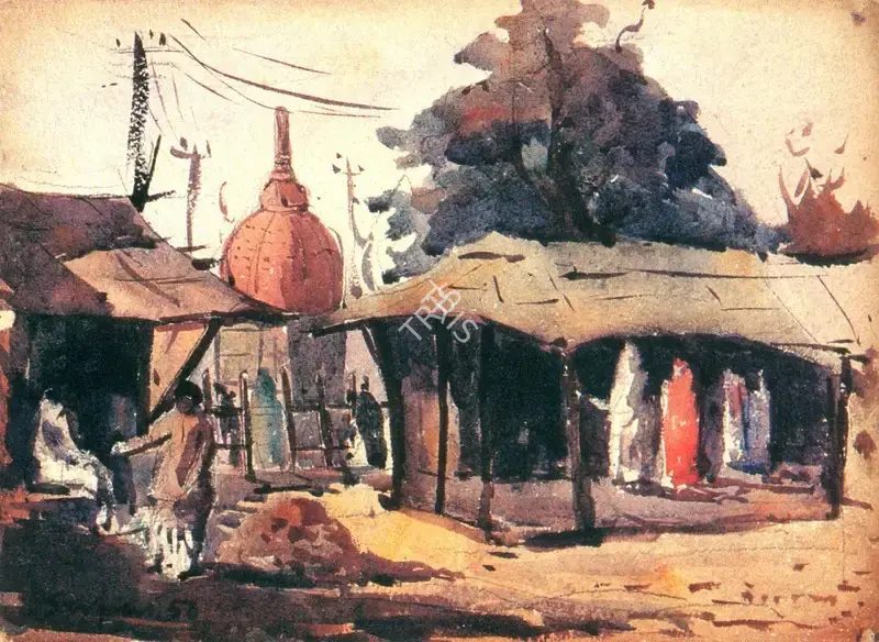 Roy, Suhas (Artist). Village Scene, 1956 | Painting