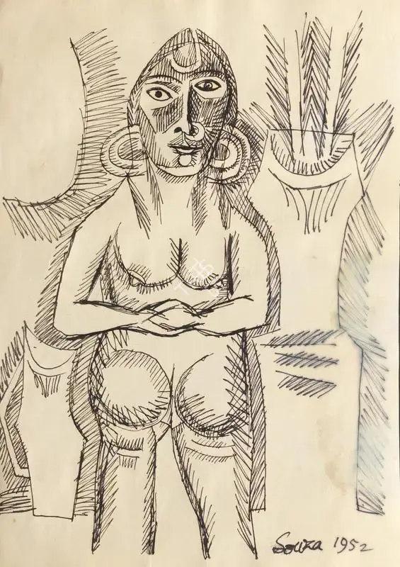 Souza, F.N. (Artist). Nude, 1952 | Drawing