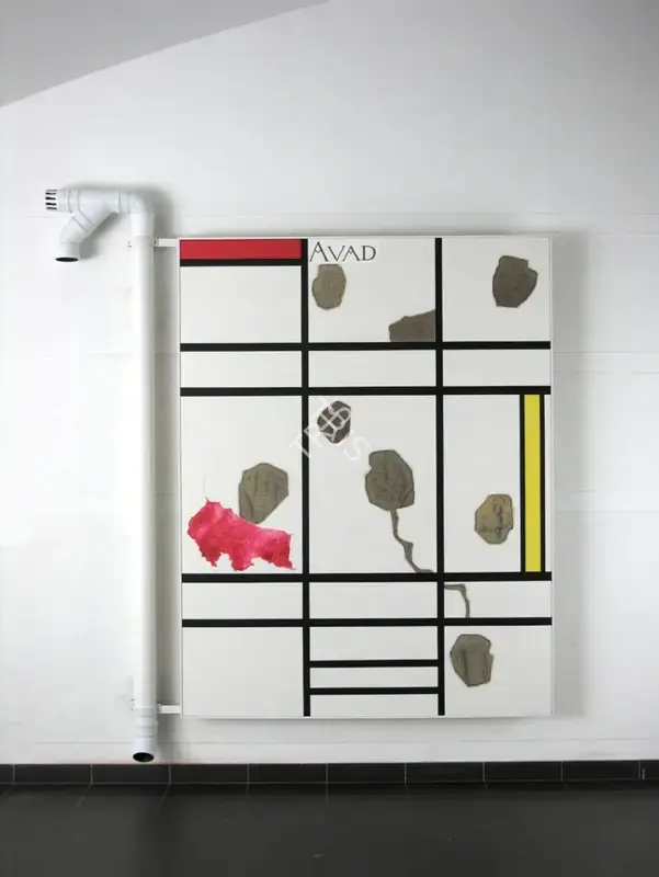 Dodiya, Atul (Artist). Cracks in Mondrian - Awadh. Acrylic with marble dust on canvas and PVC pipe, 2004-05 | Painting | EconomicsArt | 00870164