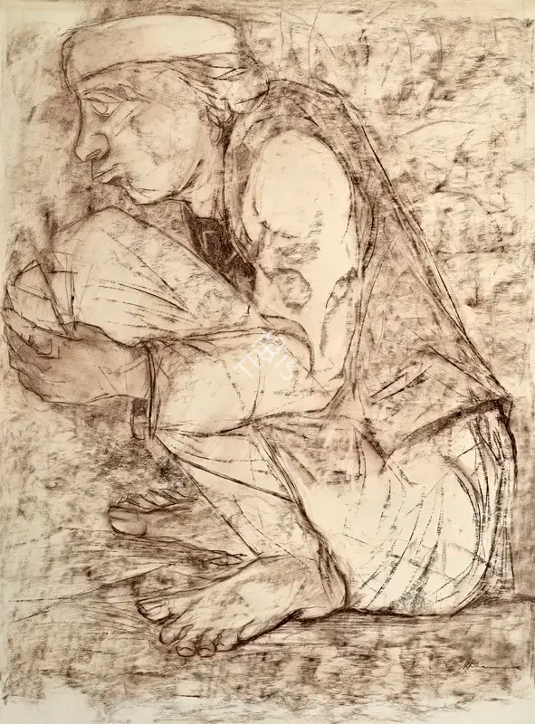 Khanna, Krishen (Artist). Man Playing Cards, c. early 2000s | Drawing