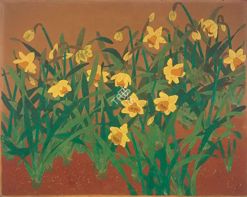 Shekhawat, Kripal Singh (Artist). Daffodils. Tempera on silk, late 1950s | Painting | FineArts | 00371685