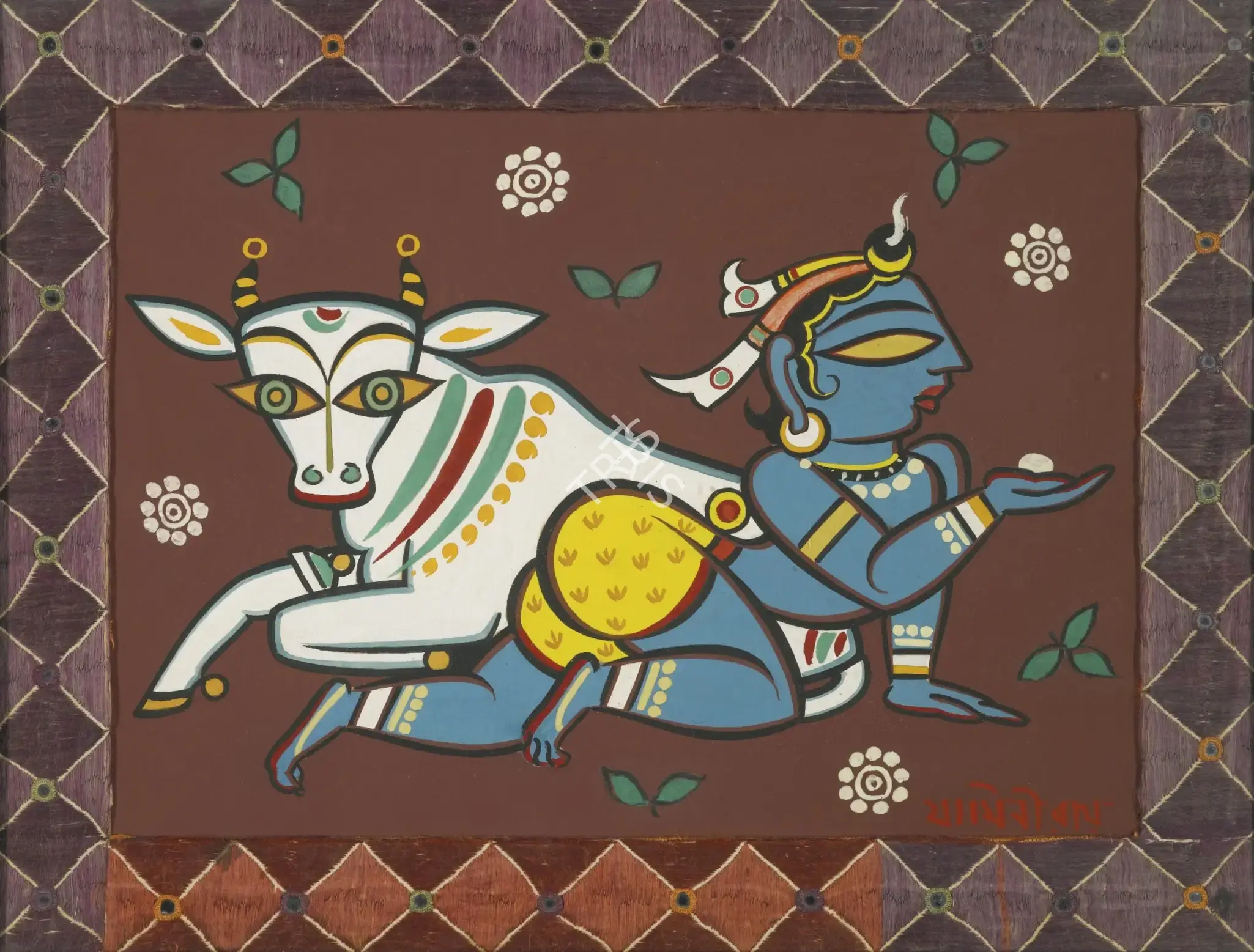 Roy, Jamini (Artist). Untitled (Krishna With Cow), n.d. | Painting