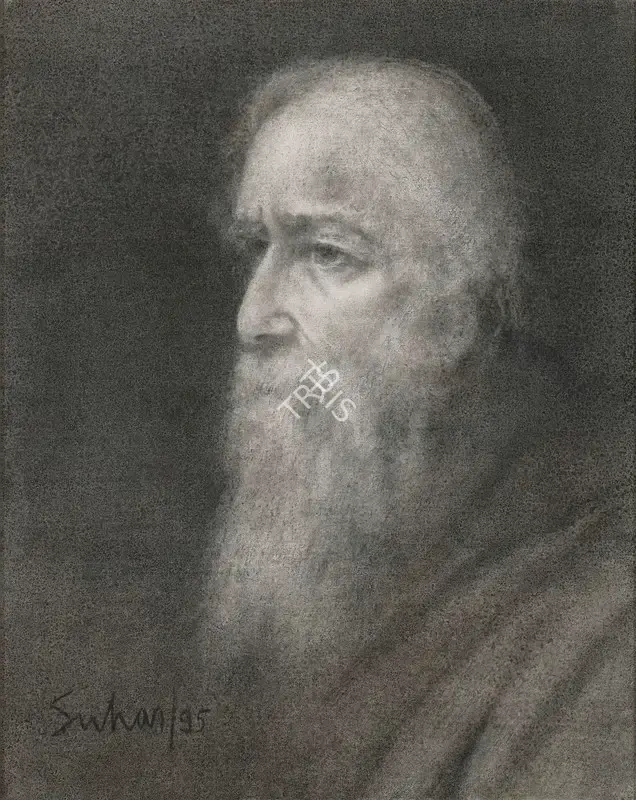 Roy, Suhas (Artist). Face (Rabindranath Tagore). Oil and charcoal on canvas, 1995 | Painting | FineArts | 00418661