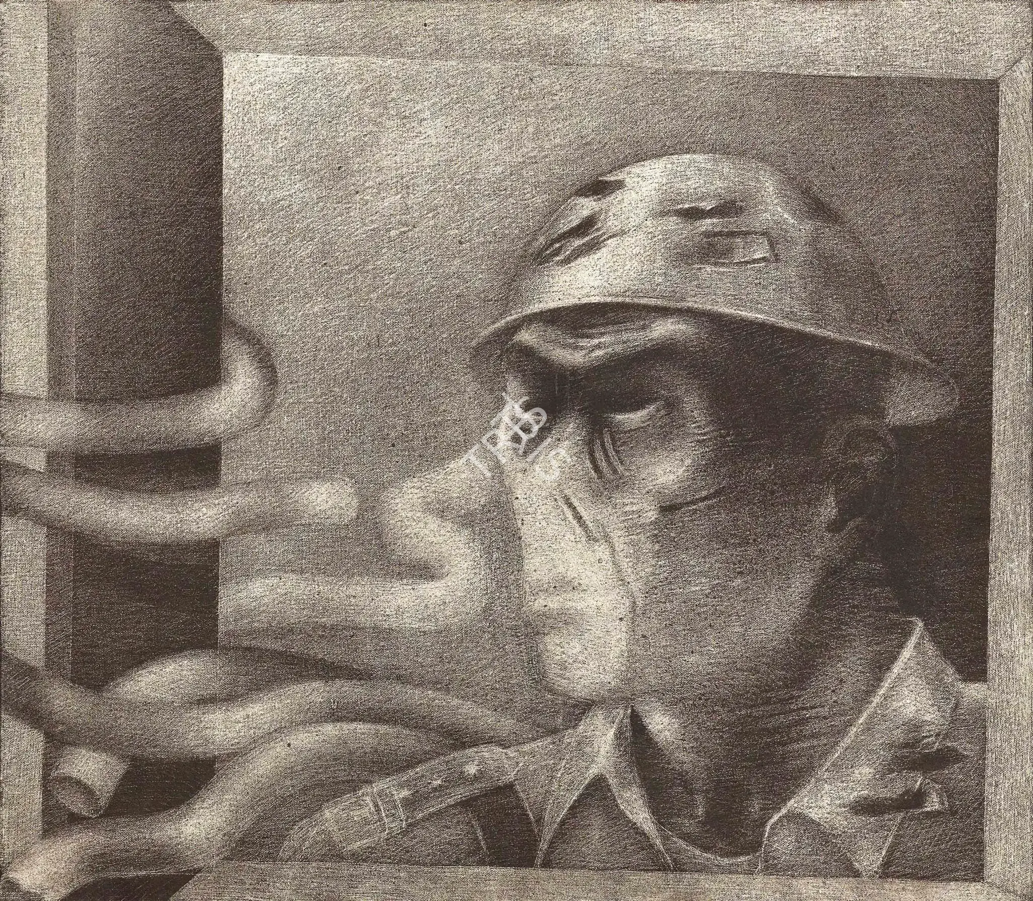 Broota, Rameshwar (Artist). Unidentified Soldier. Oil on canvas scraped with blade, 1990 | Painting | FineArts | 00645193