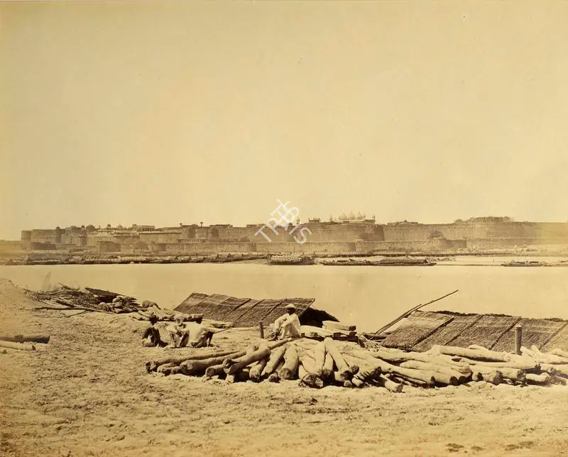 Beato, Felice (Photographer). The Fort of Agra from across the Jumna, Agra - India after Mutiny. Albumen print pasted on mount, February-April 1859 | Antiquarian Photograph | Photography | 00116322