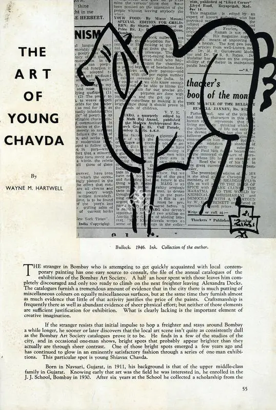 Hartwell, Wayne (Essayist). The Art of Young Chavda. In Marg. 1(4), pp. 55-60. Bombay: Modern Architectural Research Group, July 1947 | Essay | FineArts | 00668751, 1947