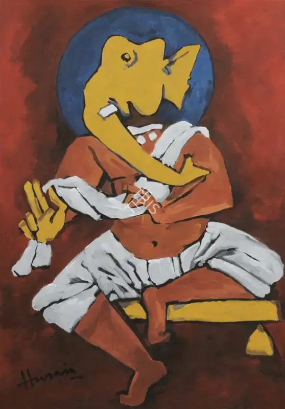 Husain, M.F. (Artist). Untitled (Ganesh), 1995 | Painting
