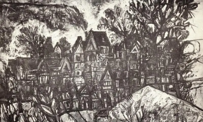 Souza, F.N. (Artist). Houses in Hampstead. 1962 | Art Heritage 6, 1986-1987 | Drawing | FineArts | 00530217