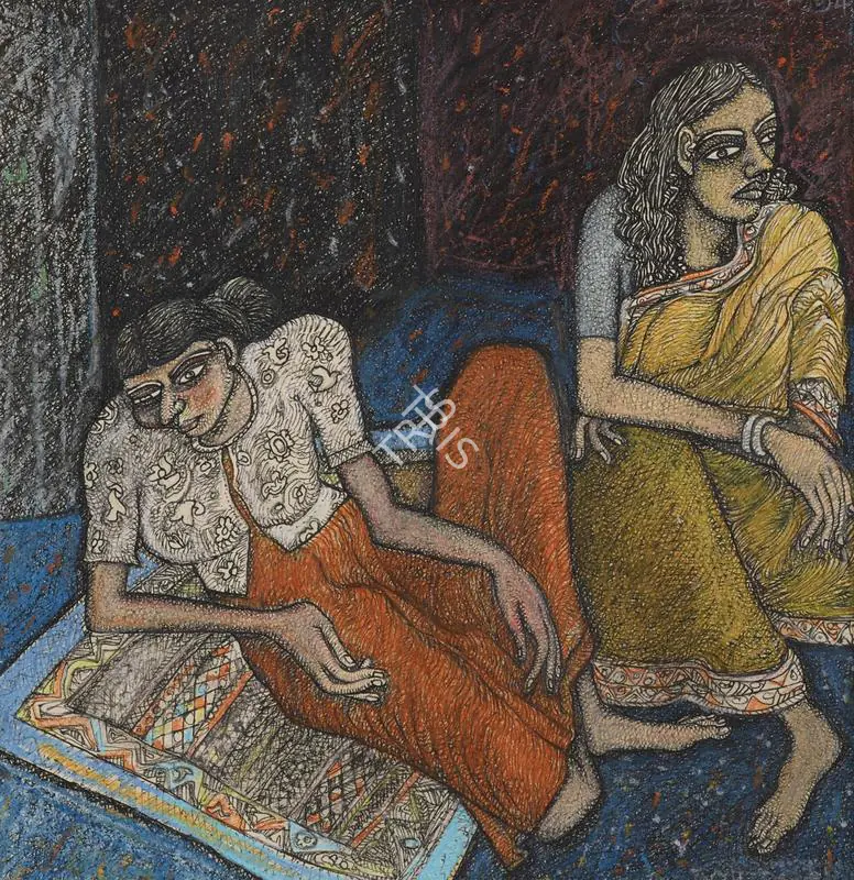 Chowdhury, Jogen (Artist). Untitled (Two Women), 1994 | Painting