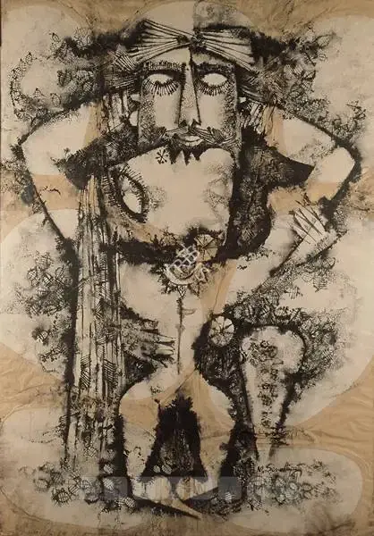 Senathipathi, M. (Artist). Lovers. Watercolour and ink on paper, 1981 | Painting | FineArts | 00600226