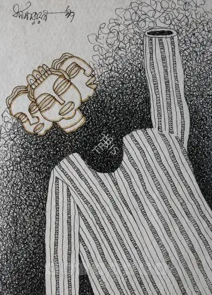 Dasgupta, Dharmanarayan (Artist). The Flying Man, 1997 | Drawing