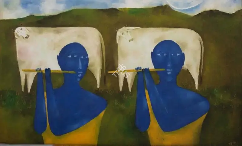 Shah, Haku (Artist). Untitled (Krishna Series). Oil on canvas, 2000 | Painting | FineArts | 00604198
