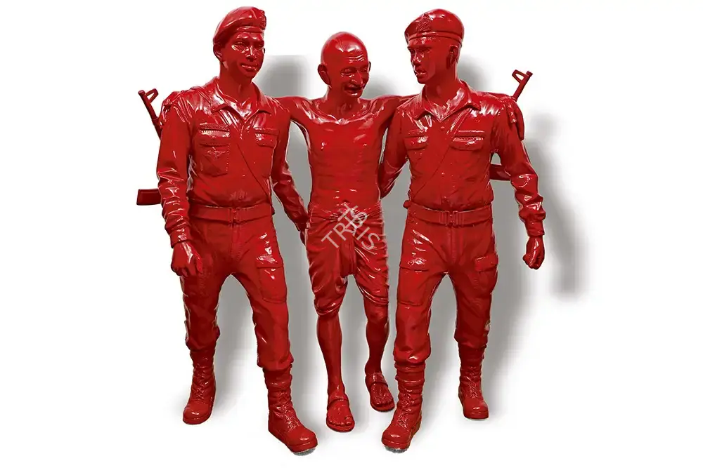 Roy, Debanjan (Artist). Bapu With Soldiers. Acrylic on fibreglass, n.d. | Sculpture | FineArts | 00419012