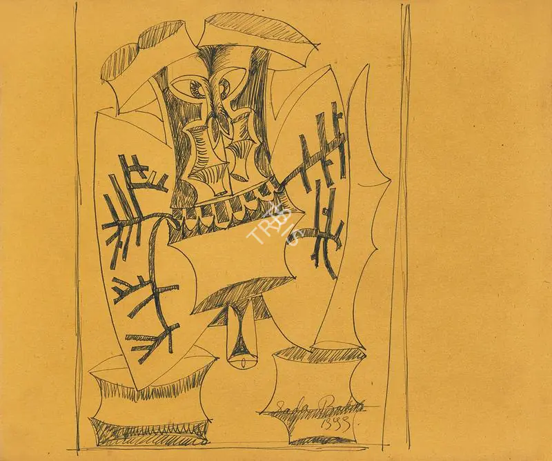 Bakre, S.K. (Artist). Cunning Devil. Ink on paper, 1959 | Drawing | FineArts | 00356850