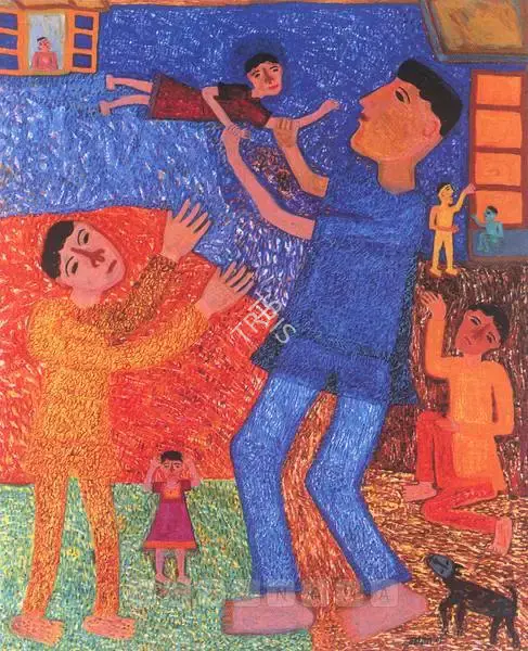Parekh, Madhavi (Artist). At Play. Acrylic on canvas, 1991 | Painting | FineArts | 00600353