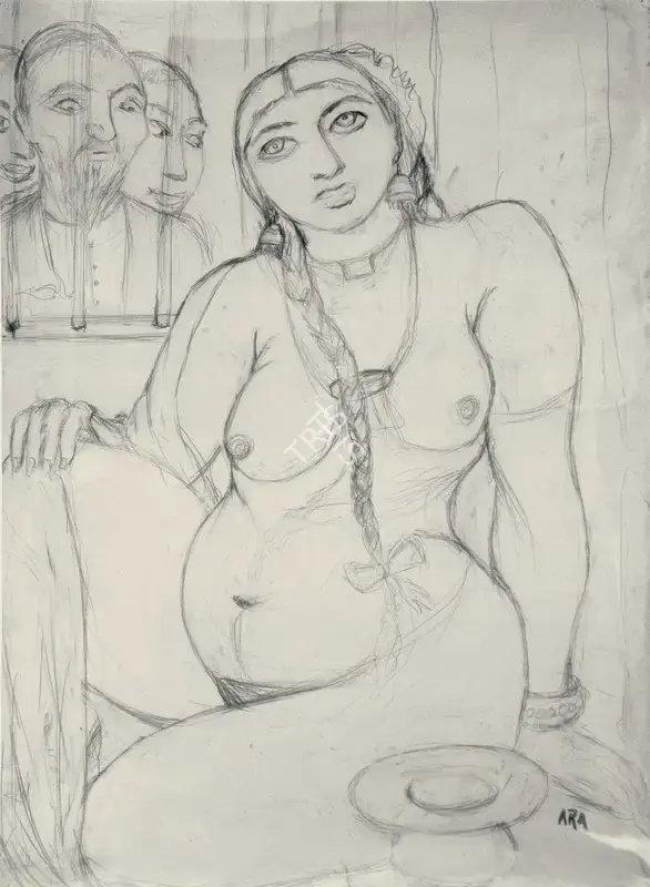 Ara, K.H. (Artist). Before The Courtesan, c.1951 | Drawing