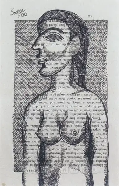 Souza, F.N. (Artist). Nude in Profile, 1952 | Drawing