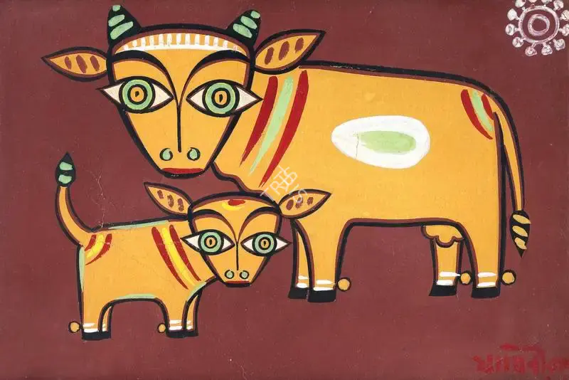Roy, Jamini (Artist). Cows, n.d. | Painting