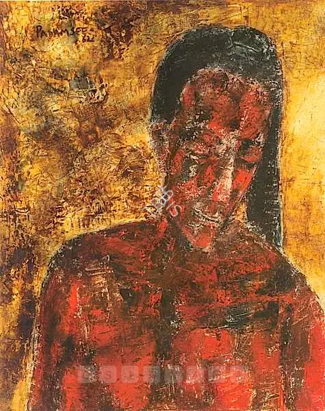 Padamsee, Akbar (Artist). Jeune Femme Aux Cheveux Noirs, La Tete Inclinee. oil on canvas, 1962 | Painting | FineArts | 00755295