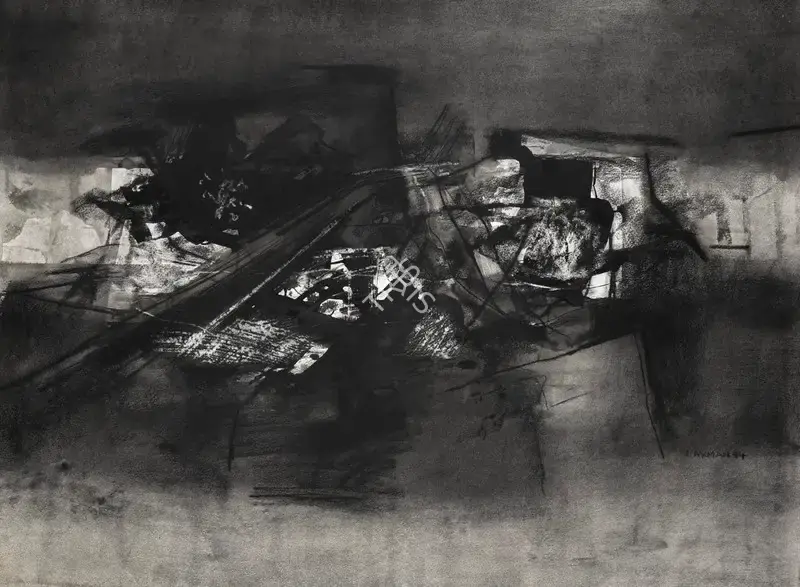 Shreshtha, Laxman (Artist). Untitled. Oil and charcoal on paper, 1994 | Painting | FineArts | 00596165