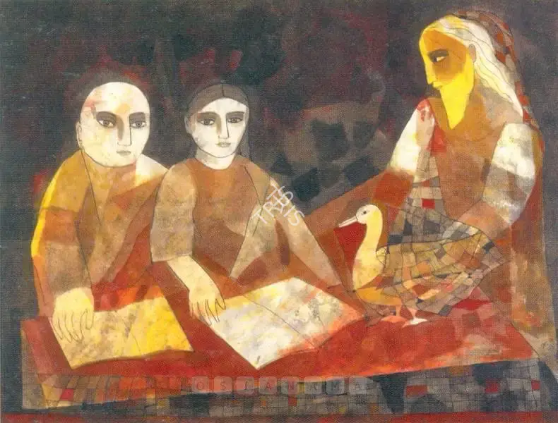 Narayan, Badri (Artist). Reading Of The Hamsa Jataka, n.d. | Painting