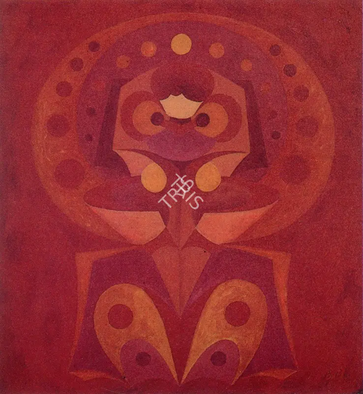 Nambiar, Balan (Artist). Mother Goddess. Acrylic on Canvas, 1979 | Marg, September 1985 | Painting | FineArts | 00675060