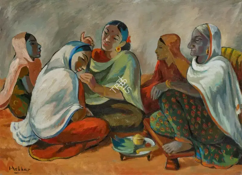Hebbar, K.K. (Artist). Untitled (Bride’s Toilet), circa early 1940s | Painting