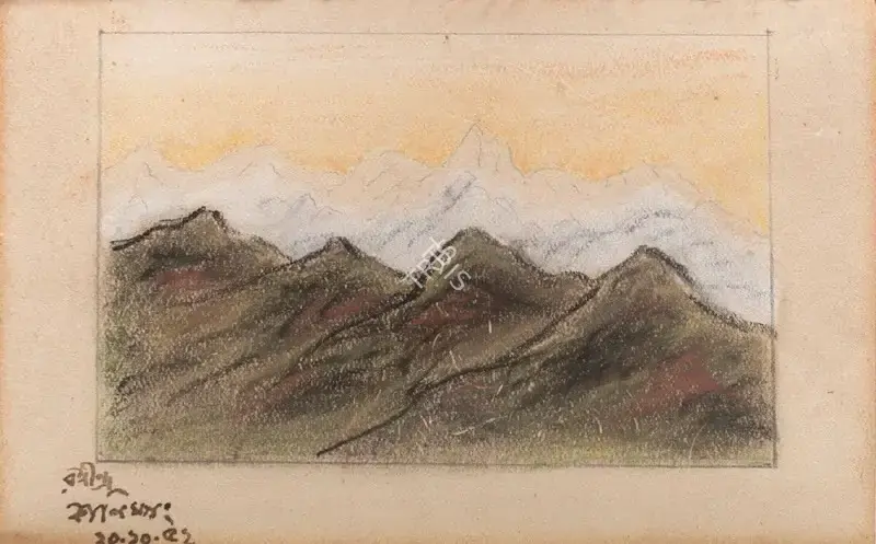 Tagore, Rathindranath (Artist). Untitled (Mountain View in Dehradun), n.d. | Painting
