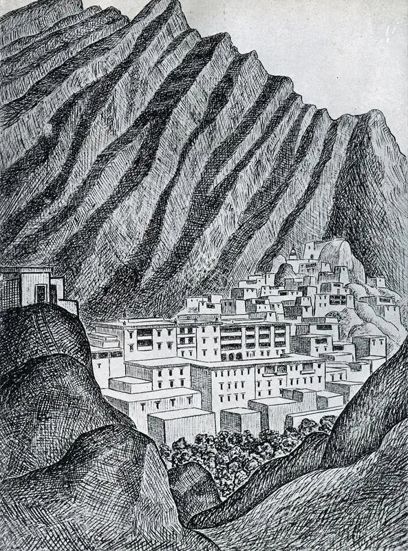 Govinda, Lama Anagarika (Artist). Monastery Hidden in a Narrow Gorge, n.d. | Painting