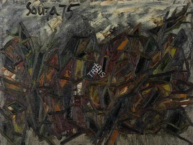 Souza, F.N. (Artist). Old Houses, 1975 | Painting