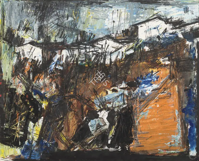 Raza, S.H. (Artist). Village, 1956 | Painting
