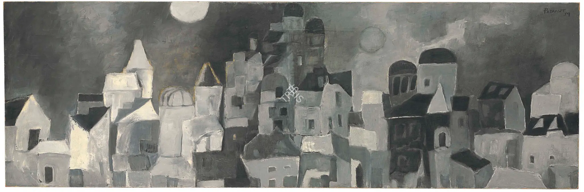 Padamsee, Akbar (Artist). Cityscape. Oil and plastic emulsion on board, 1959 | Painting | FineArts | 00899493