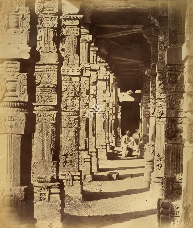 Beato, Felice (Photographer). Interior of a Hindoo Temple in the Kootub, Delhi - India after Mutiny. Albumen print hinged on thin paper, 1858-1859 | Antiquarian Photograph | Photography | 00116314