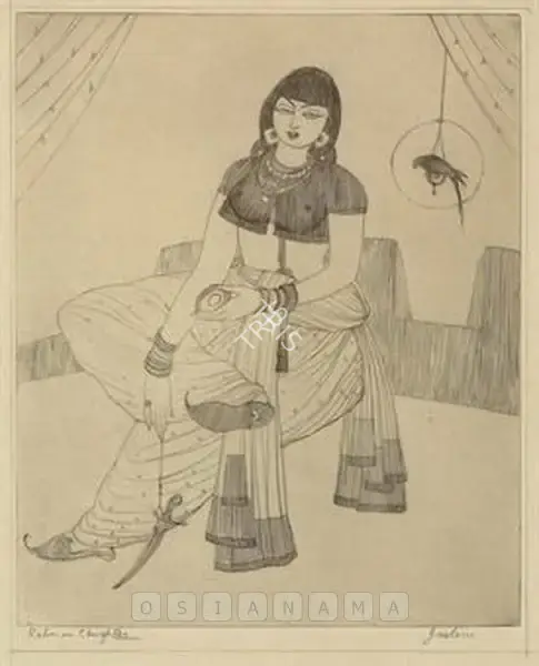 Chughtai, M.A.R. (Artist). Jealous. Etching on paper, n.d. | Graphic Art | FineArts | 00755959