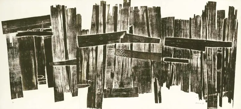 Hashmi, Zarina (Artist). Untitled. Relief print from collaged wood on Indian handmade paper, Edition 3/4, 1969 | Print | FineArts | 00642251