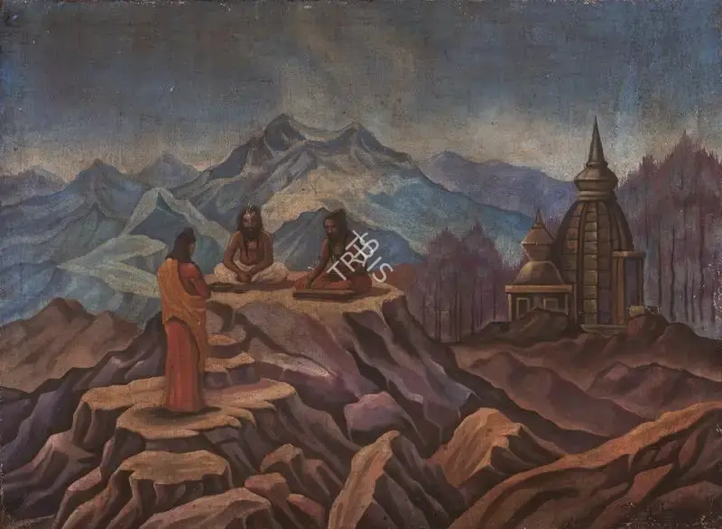 Roerich, Svetoslav (Artist). Holy Men beside Temple in the Himalayas, 1942 | Painting