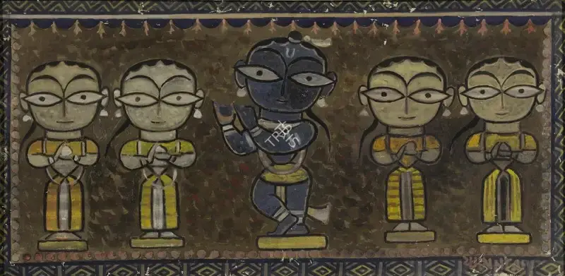 Roy, Jamini (Artist). Untitled (Krishna with Gopis), n.d. | Painting