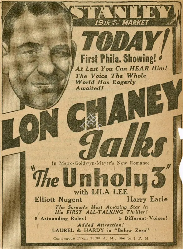 Thalberg, Irving (Producer), The Unholy Three, 1930 | Film Advertisement | CinemaEducation | 00795129