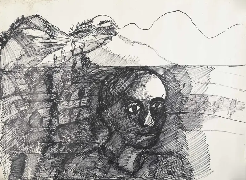 Khakhar, Bhupen (Artist). Untitled (Coonoor), late 1980s | Drawing