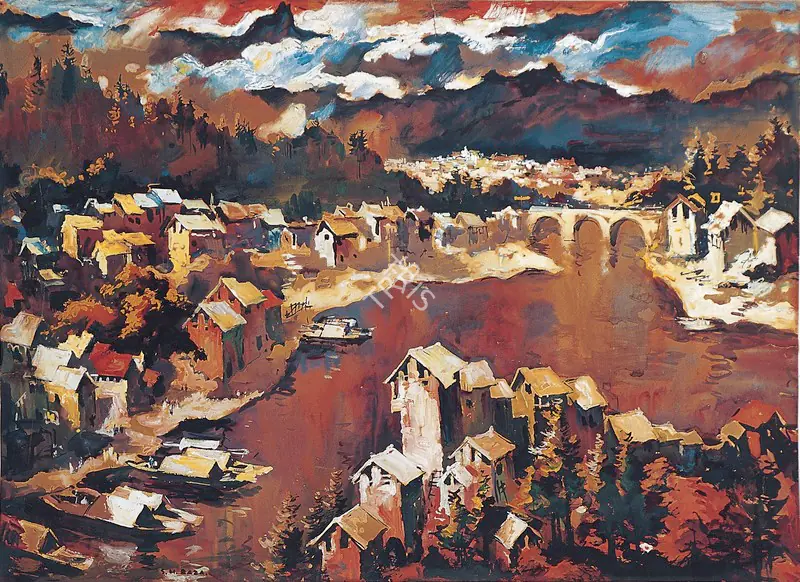 Raza, S.H. (Artist). Kashmir. Gouache on paper, 1947 | Painting  | 00879865