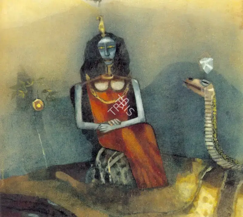 Pyne, Ganesh (Artist). Woman, The Serpent, 1975 | Painting
