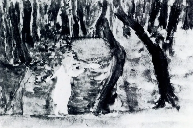 Sher-Gil, Amrita (Artist). Girl in Forest. Watercolour, 1924 | Marg, March 1972 | Painting | FineArts | 00674440