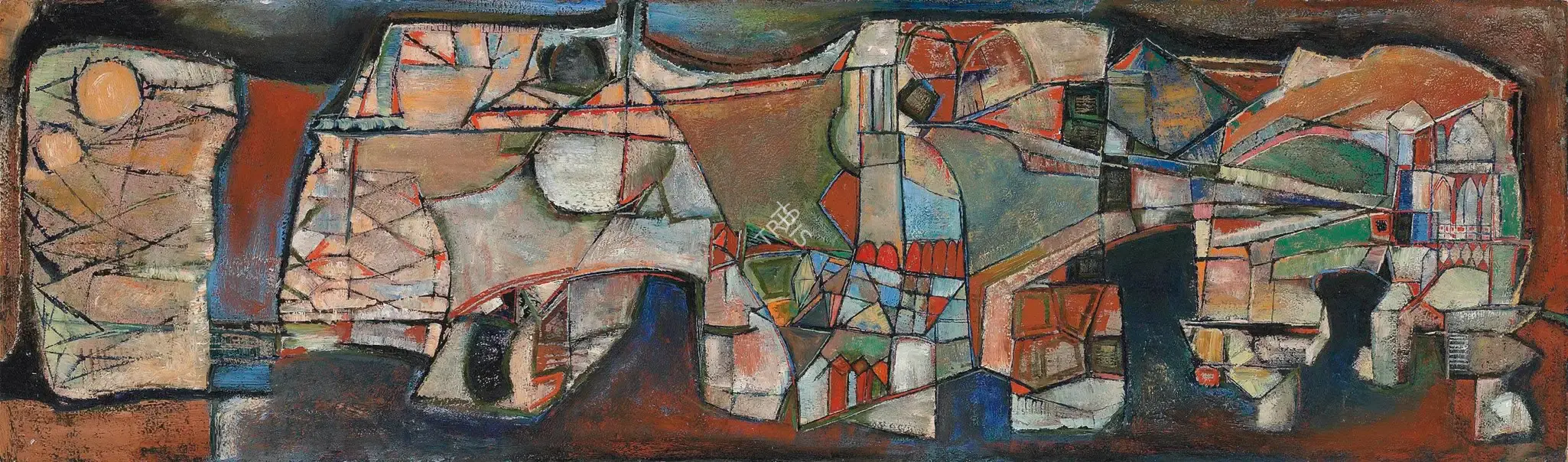 Bakre, S.K. (Artist). Untitled (Townscape), n.d. | Painting