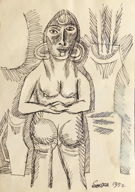 Souza, F.N. (Artist). Nude, 1952 | Drawing