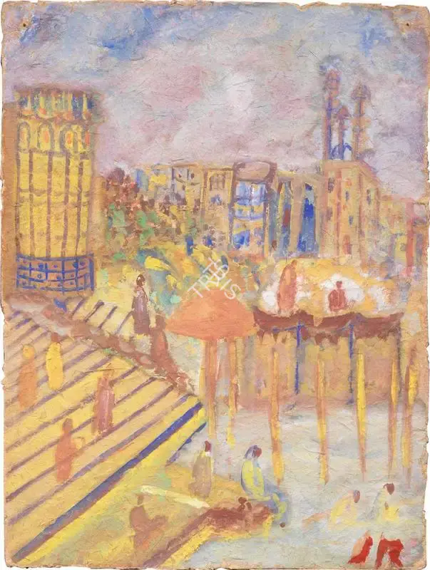 Roy, Jamini (Artist). Benares Ghats, n.d. | Painting
