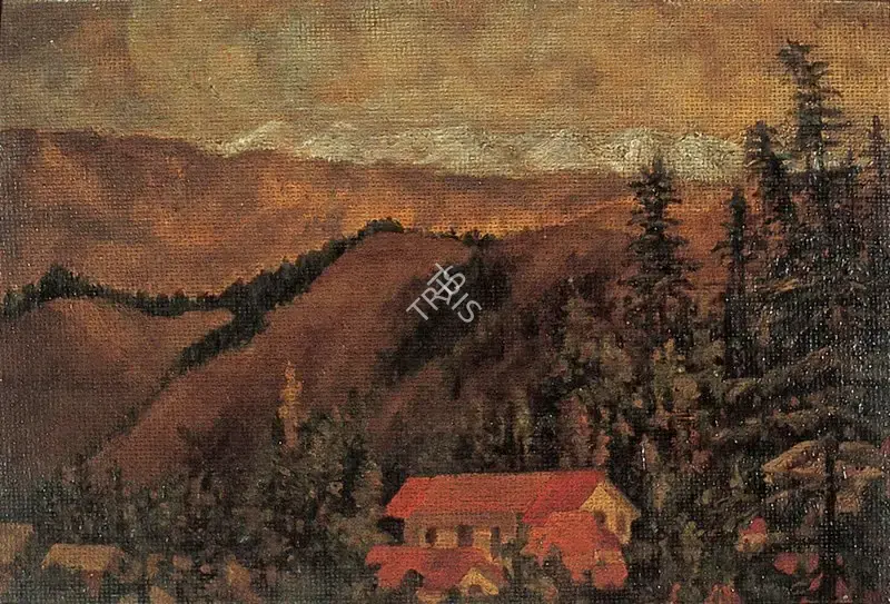Sinha, Satish (Artist). Snow in Simla. Oil on board, early 1940s | Painting | FineArts | 00371544