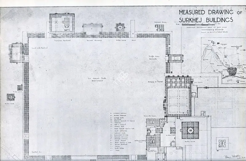 Unknown (Cartographer). Measured Drawing of Surkhej Buildings, n.d. | Map