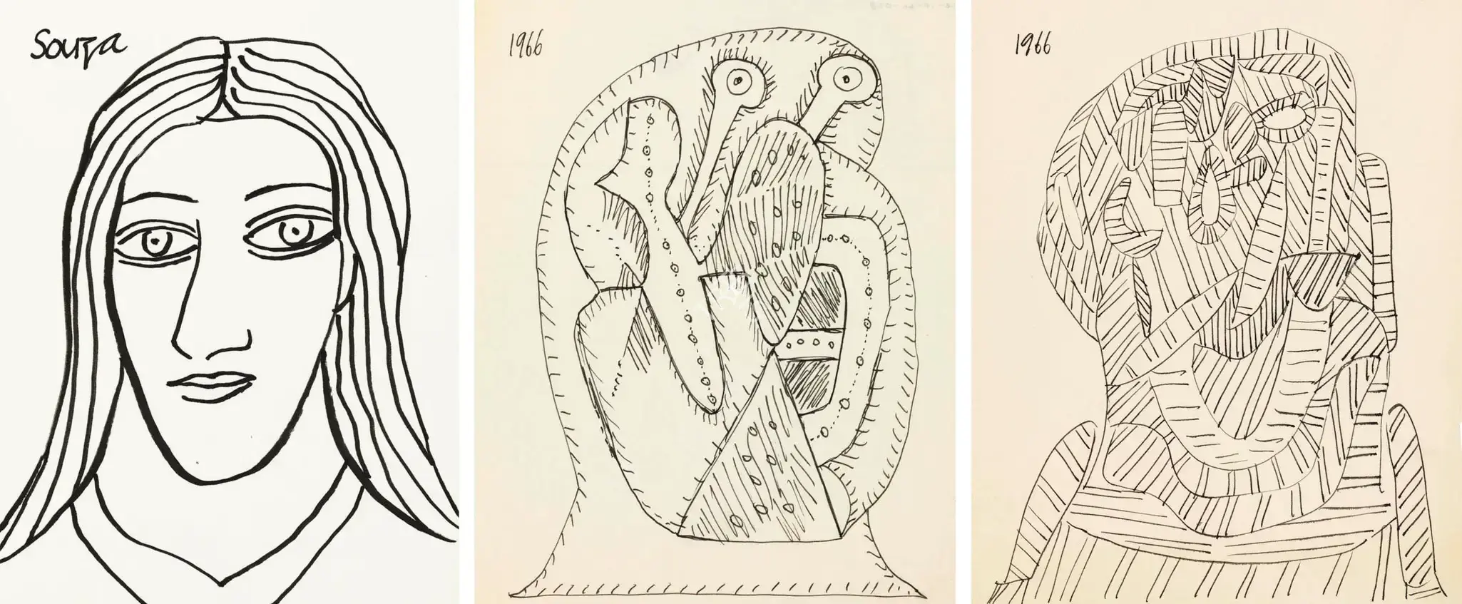 Souza, F.N. (Artist). Untitled (Woman's Head), n.d. | Drawing