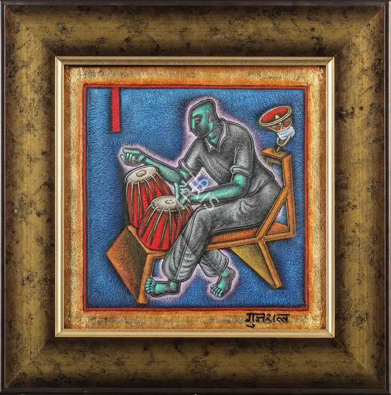 Gujral, Satish (Artist). Untitled (Man playing the tabla), 2010 | Painting